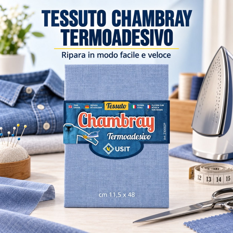 Tessuto Chambray Termoadesivo